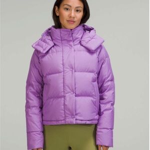WONDERPUFF CROPPED JACKET. BNWT -  REMOVABLE HOOD - PURPLE BLOSSOM